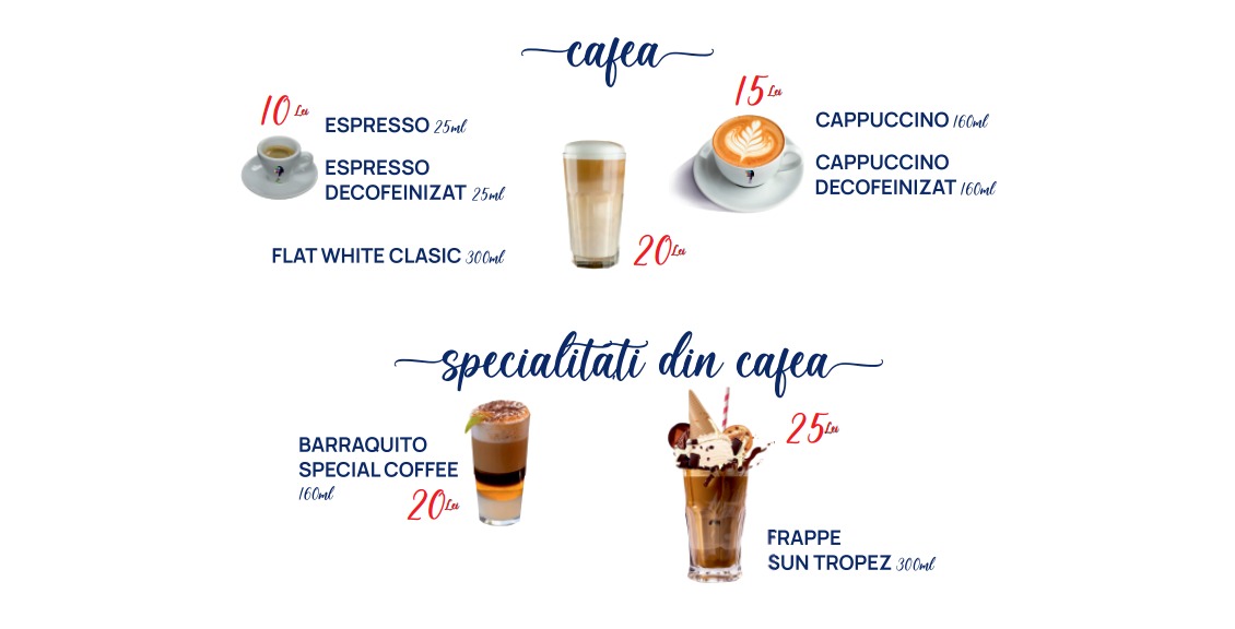 Meniu Cafea - Piscina Sun Tropez - Ciurila - Cluj Napoca