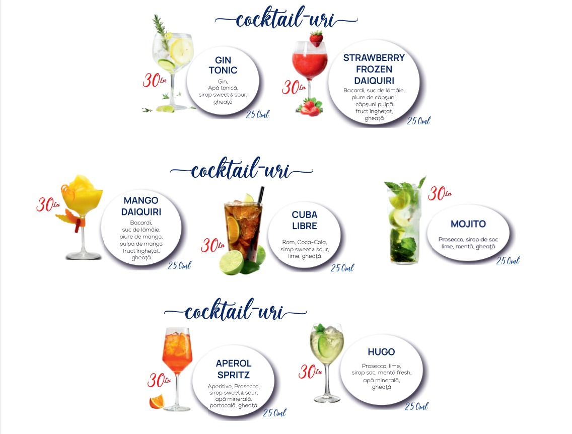 Meniu Coctailuri Piscina Sun Tropez Ciurila - Cluj Napoca