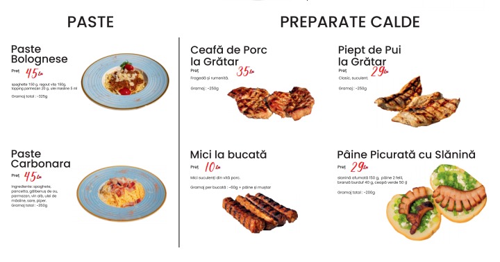 Meniu Paste - Preparate Calde - Piscina Sun Tropez - Ciurila - Cluj Napoca