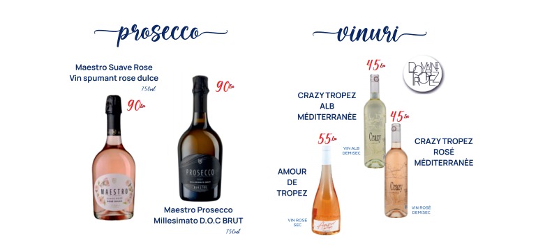 Meniu Prosecco si vinuri